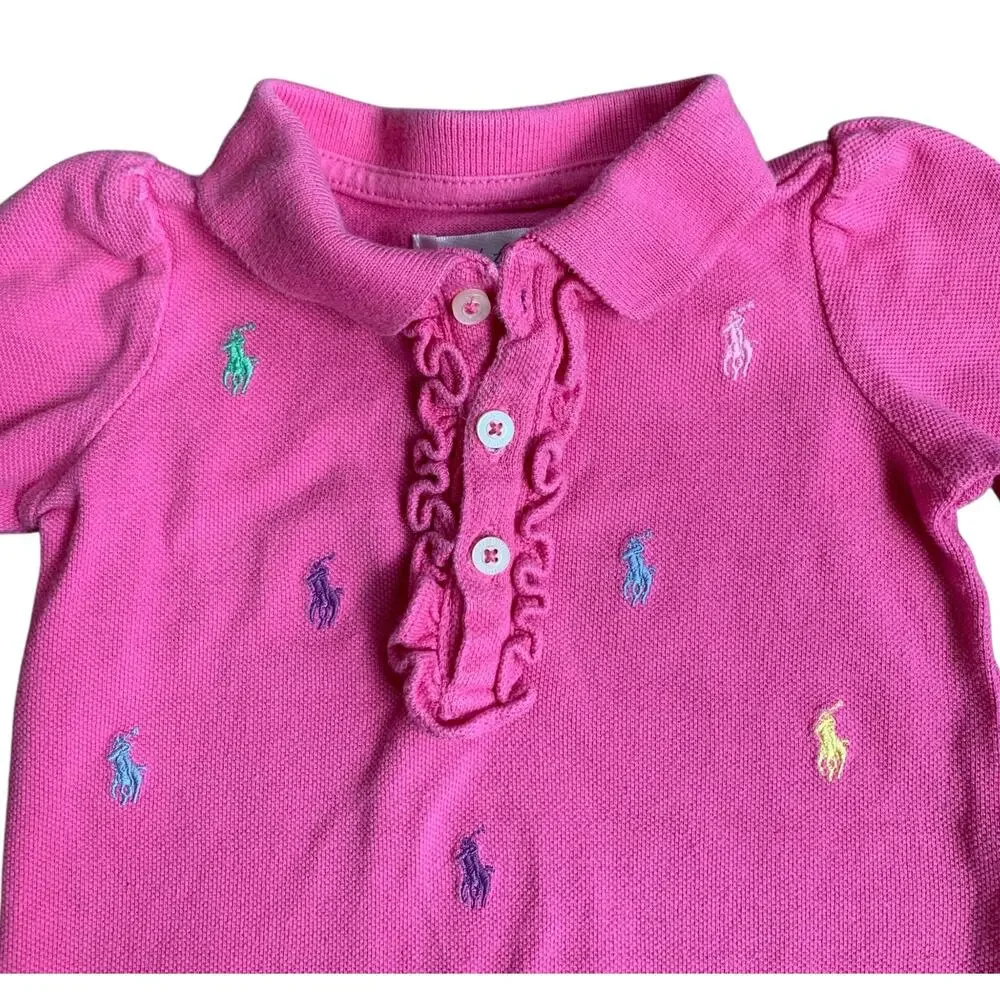 Polo Ralph Lauren Embroidered Ponies Ruffle Coverall Romper